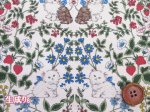 画像2: キャットフラワー　ネコ・ダマスク・花柄　コットンリネンキャンバス生地 (2)
