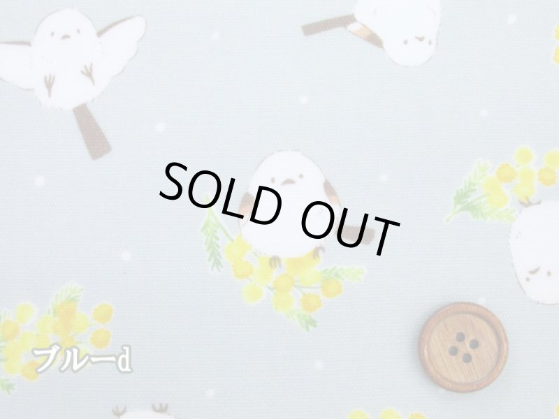 画像8: ミモザとシマエナガ　ミモザ・シマエナガ・鳥柄　オックス生地 ラミネート　つや消し　コスモテキスタイル (8)