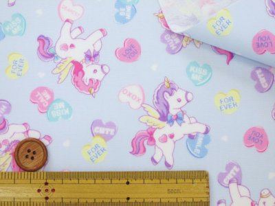 画像3: ゆめかわ　キャンディーポップユニコーン　ユニコーン・ハート柄　オックス生地 ラミネート　つや消し　コスモテキスタイル