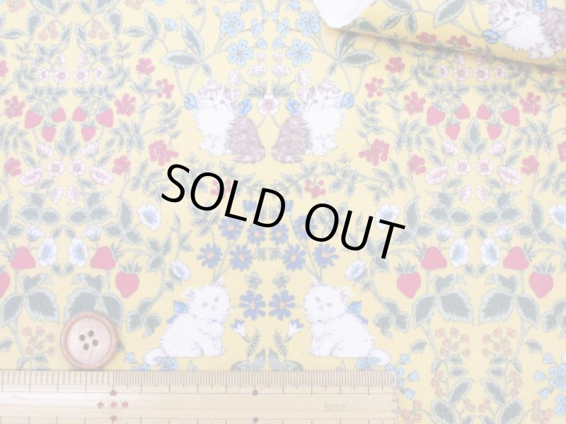 画像7: キャットフラワー ネコ・ダマスク・花柄 コットンリネンキャンバス生地 ラミネート つや消し (7)