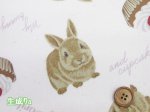画像2: ウサギとカップケーキ うさぎ・ケーキ・動物柄 オックス生地 ラミネート つや消し コスモテキスタイル (2)