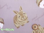 画像5: ウサギとカップケーキ うさぎ・ケーキ・動物柄 オックス生地 ラミネート つや消し コスモテキスタイル (5)
