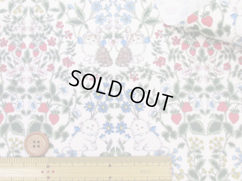 画像4: キャットフラワー ネコ・ダマスク・花柄 コットンリネンキャンバス生地 ラミネート つや消し (4)