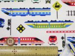 画像4: お気に入りシリーズ　電車と踏切 トレイン 電車柄 オックス生地 (4)