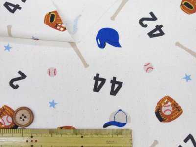 画像1: お気に入りシリーズ　ベースボール ミット バット ボール スポーツ 野球柄 オックス生地