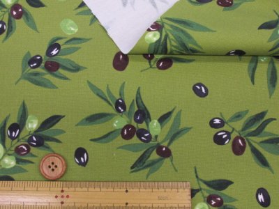 画像2: シンプルオリーブ 木の実・オリーブ柄 オックス生地