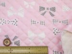 画像4: お気に入りシリーズ キュートリボン リボン柄 オックス生地 全針キルト (ピンク) (4)