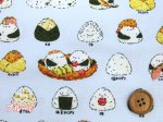 画像5: スマイルおにぎり 小鳥・シマエナガ・おむすび柄 オックス生地 (5)