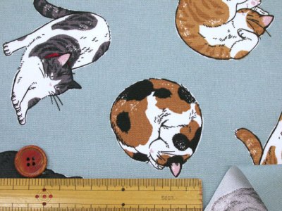 画像2: まんまるねこ 三毛猫・茶トラ・猫柄 オックス生地 コスモテキスタイル