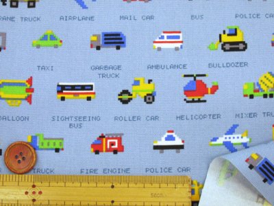 画像2: ドット絵 はたらくくるま 車・乗り物柄 オックス生地