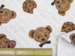 画像4: クマとクッキー　くま・チョコチップクッキー・動物柄 オックス生地 全針キルト (生成り) (4)