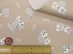 画像4: 可愛いシュナウザー ワンコ・犬柄 オックス生地 (ベージュ) ラミネート　つや消し コスモテキスタイル (4)