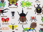 画像2: ドット絵 昆虫図鑑 カブトムシ・クワガタ・カマキリ・昆虫柄 オックス生地 (2)