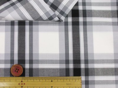 画像1: 先染め 上質 モノトーンチェック・格子柄　先染めブロード生地