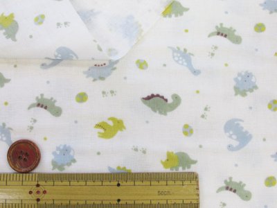 画像1: 可愛い恐竜 ダイナソー・タマゴ・恐竜柄 ダブルガーゼ生地