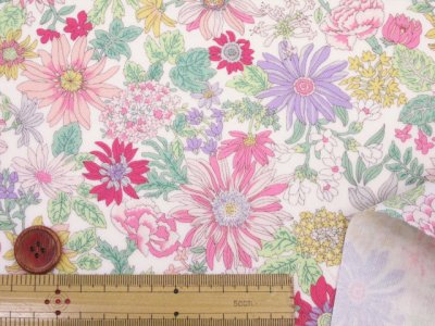画像1: メモワールフラワー フラワー・花柄 ツイル生地 コットンこばやし　ラミネート　つや消し