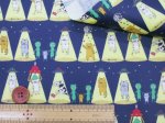 画像7: さらわれ猫　UFO 宇宙人 ねこ・ネコ・猫柄　綿麻キャンバス生地　コットンこばやし　ラミネート　つや消し (7)