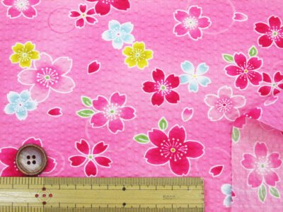 画像1: さくらの花びら 桜柄 リップル生地