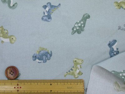 画像2: ベビーダイナソー 恐竜柄 シーチング生地　コスモテキスタイル