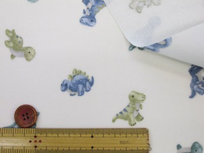 画像1: ベビーダイナソー 恐竜柄 シーチング生地 ラミネート つや消し コスモテキスタイル