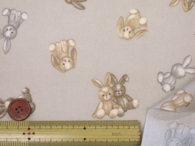 画像2: 韓国風 ナチュラルラビット うさぎ・ウサギ柄 シーチング生地 ラミネート つや消し コスモテキスタイル