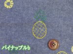 画像9: かわいい刺繍!!　刺繍幅約100cm　ヒマワリ・スイカ・パイナップル　刺繍ダンガリー生地 (9)