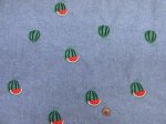 画像7: かわいい刺繍!!　刺繍幅約100cm　ヒマワリ・スイカ・パイナップル　刺繍ダンガリー生地 (7)