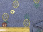 画像11: かわいい刺繍!!　刺繍幅約100cm　ヒマワリ・スイカ・パイナップル　刺繍ダンガリー生地 (11)