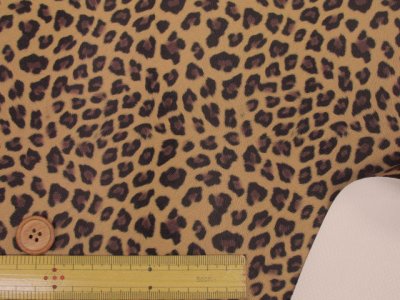 画像1: 140m幅　ヒョウ レオパード アニマル柄 合皮レザー生地　合皮 フェイクレザー
