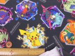 画像4: ポケットモンスター アタックエフェクト ポケモン柄 インクジェットプリント オックス生地(ダークグレー) (4)
