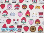 画像2: イチゴネコ　苺・ネコ・猫柄　綿キャンバス生地 ラミネート つや消し コットンこばやし (2)