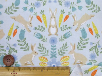 画像3: ボタニカルラビット　フラワー・ウサギ・花柄　オックス生地