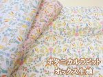 画像1: ボタニカルラビット　フラワー・ウサギ・花柄　オックス生地 (1)