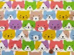 画像3: キャットフェイス　ネコ・ねこ・猫柄　オックス生地 (3)