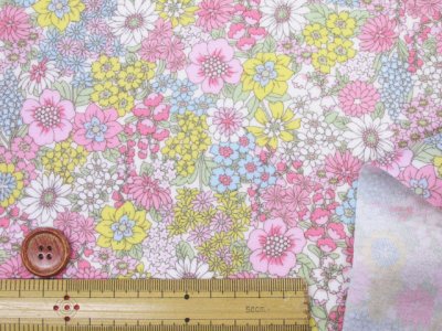 画像1: スプリングフラワー　フラワー・花柄 ブロード生地 ラミネート つや消し