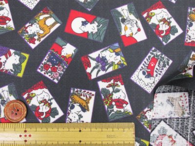 画像2: 猫札　カード・花札・ネコ・ねこ・和柄　ドビー生地 ラミネート つや消し