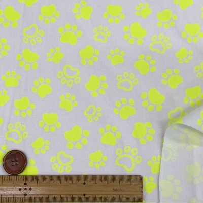 画像2: 蛍光カラー　犬のあしあと　肉球柄　オックス生地