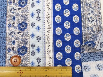 画像1: エスニックフラワーストライプ フラワー・花柄 80ローンリップル生地