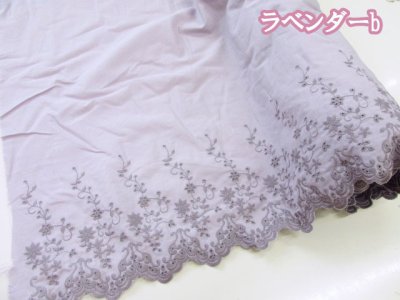 画像2: 片耳ボーダー フラワー刺繍 スカラップレース キャンブリック生地