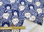 画像4: 猫と青海波　ネコ・ねこ・猫柄　オックス生地 (4)