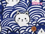 画像2: 猫と青海波　ネコ・ねこ・猫柄　オックス生地 (2)