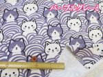 画像6: 猫と青海波　ネコ・ねこ・猫柄　オックス生地 (6)