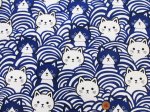画像3: 猫と青海波　ネコ・ねこ・猫柄　オックス生地 (3)