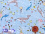 画像5: 海の生き物　クジラ・イルカ・クラゲ柄　ダブルガーゼ生地  (5)