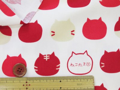 画像1: ねこたま ビッグシルエット　ネコ・ねこ・猫柄　オックス生地　コスモテキスタイル