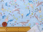 画像7: 海の生き物　クジラ・イルカ・クラゲ柄　ダブルガーゼ生地  (7)