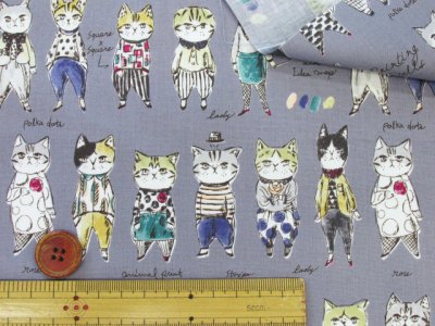 画像2: YUWA 有輪商店 sobakasu-kids. オシャレキャット ネコ・猫柄 シャーティング生地