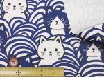 画像4: 猫と青海波　ネコ・ねこ・猫柄　オックス生地 ラミネート つや消し (4)