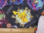 画像4: ポケットモンスター アタックエフェクト ポケモン柄 インクジェットプリント オックス生地(ダークグレー)  半針キルト (4)