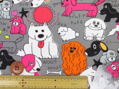 画像3: noraシリーズ　カラフルドッグ　犬柄　インクジェットプリント　シーチング生地
